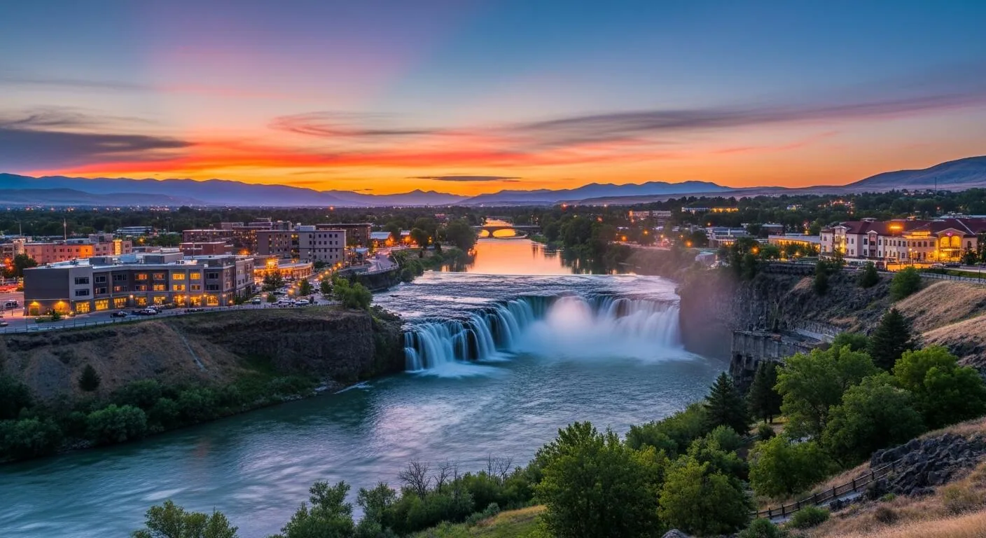 Idaho Falls at sunset